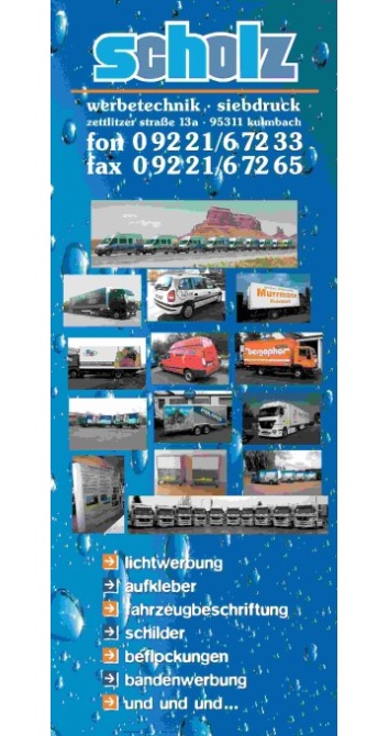 Unser Unternehmen steht seit 1988 für herausragende Beschriftungen, Siebdrucke und Lichtwerbung. Unsere besondere Kompetenz liegt im Bereich LKW-Beschriftung. Unsere langjährigen Kunden schätzen an uns besonders schnelle und unkomplizierte Auftragsausführung. 